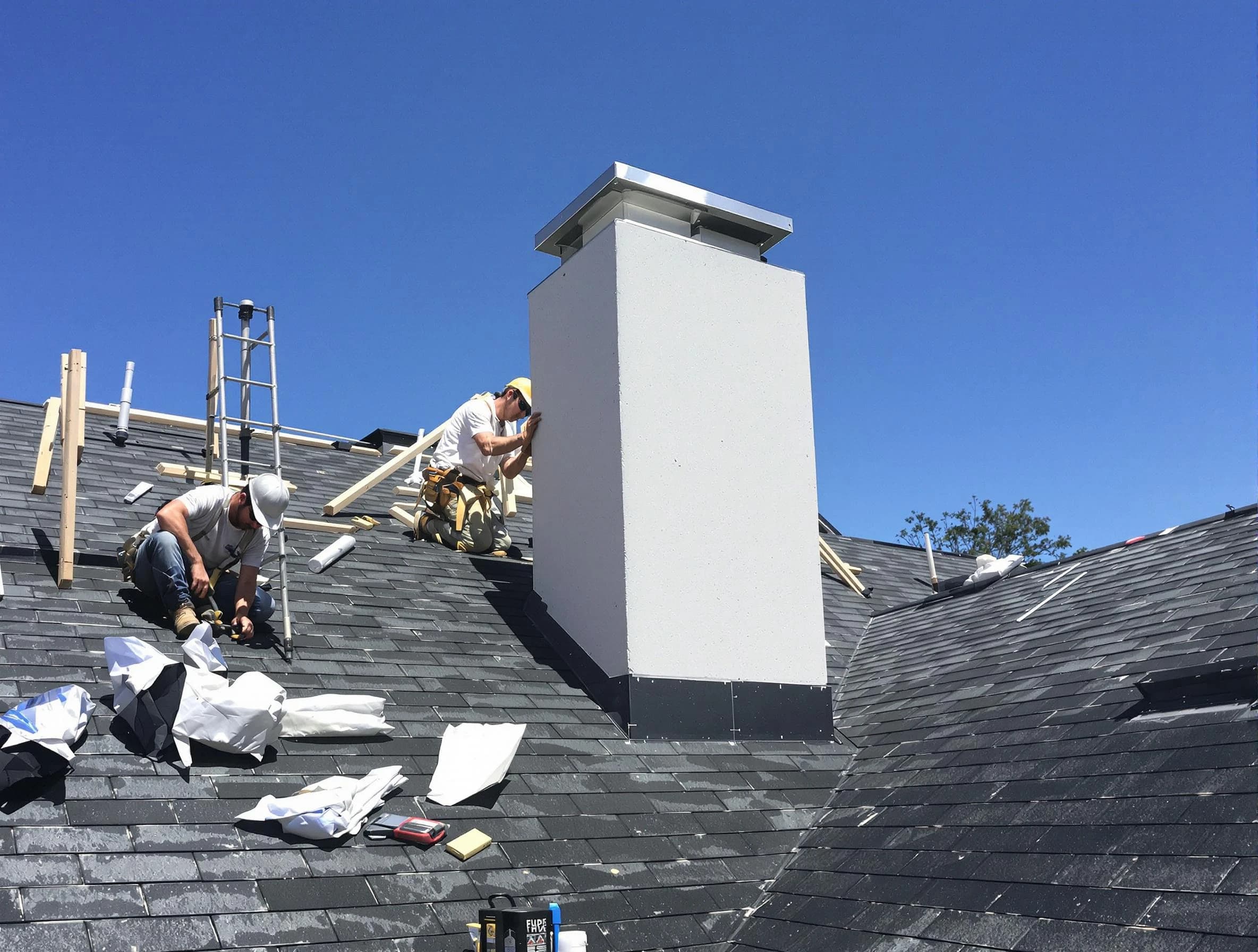 Riverton Chimney Sweep crew installing a new chimney in Riverton, UT