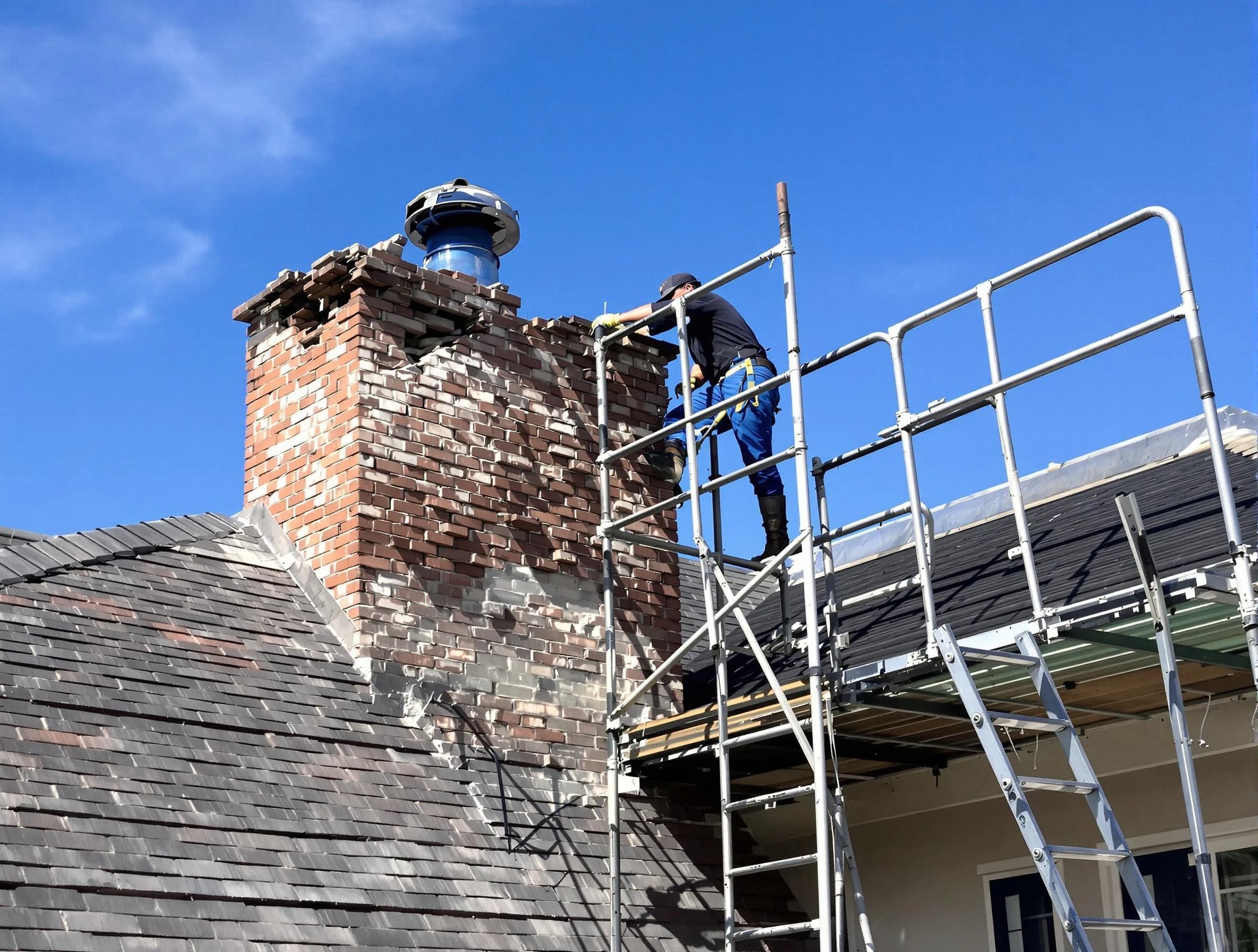 Rebuilding a chimney structure by Riverton Chimney Sweep in Riverton, UT