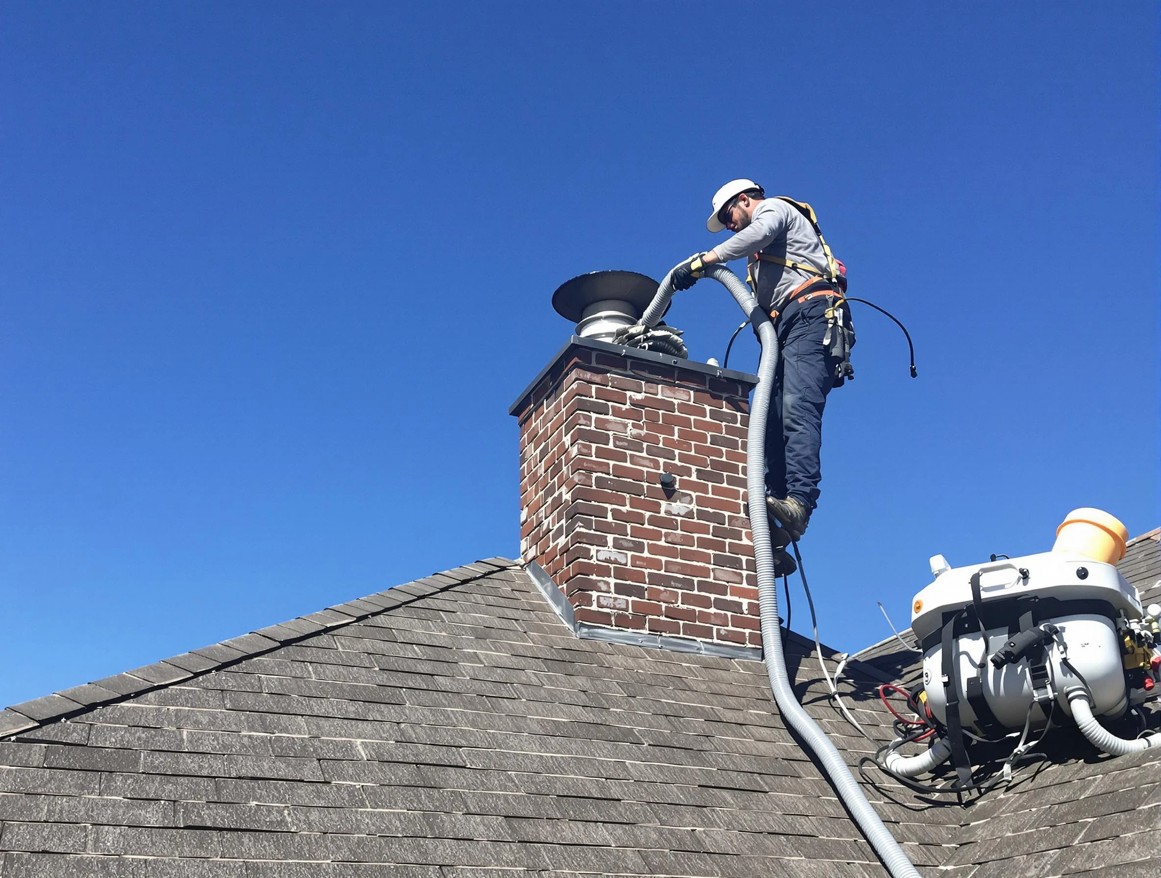 Dedicated Riverton Chimney Sweep team member cleaning a chimney in Riverton, UT
