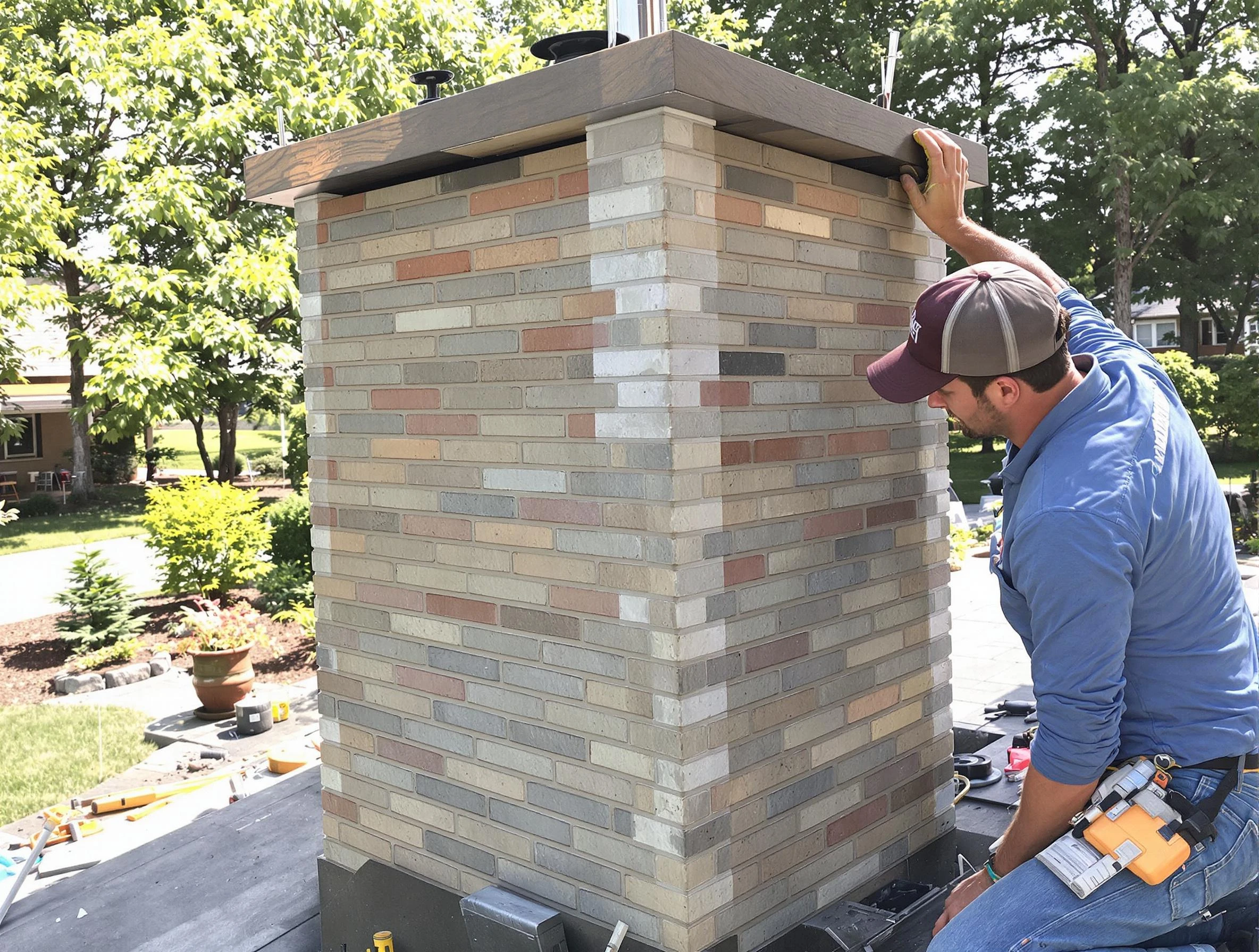 Riverton Chimney Sweep completing a modern chimney remodel in Riverton, UT