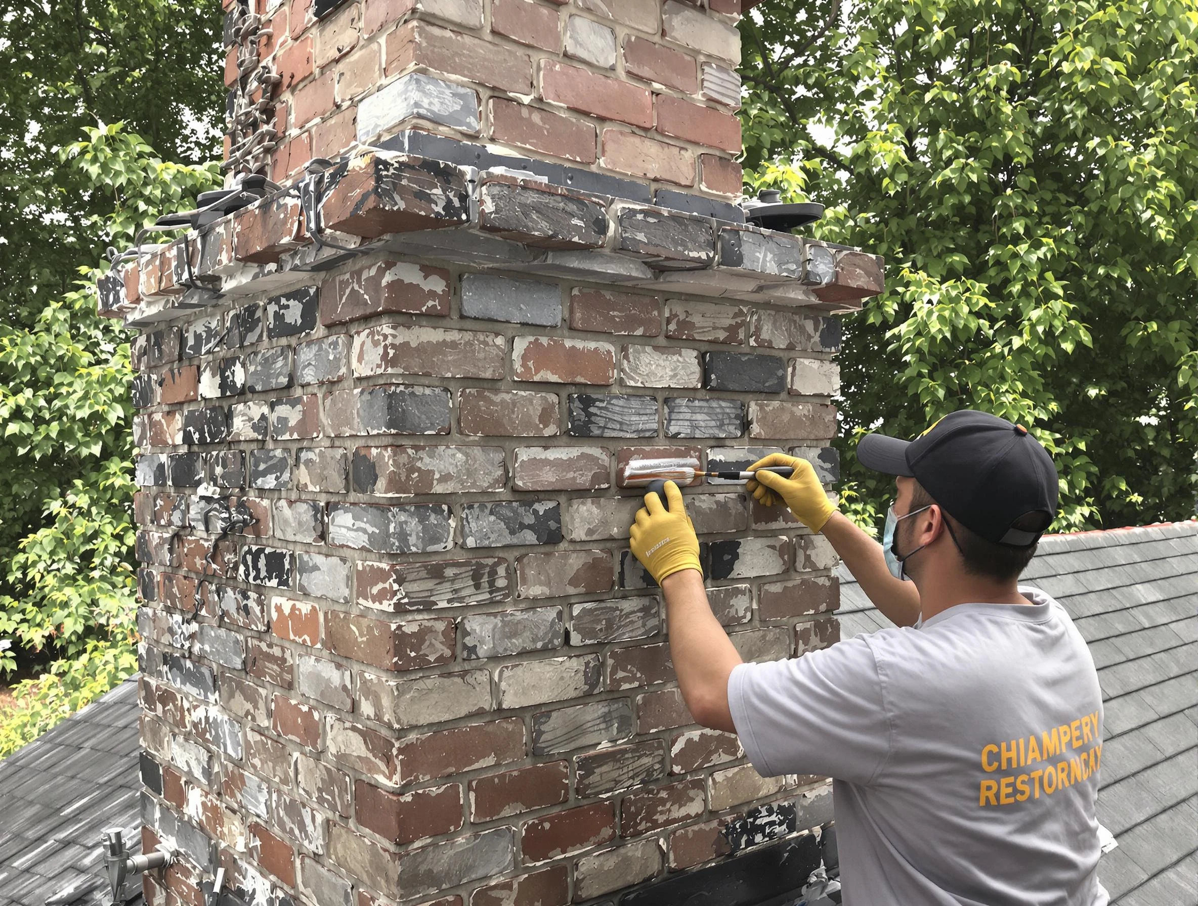 In-progress chimney restoration by Riverton Chimney Sweep in Riverton, UT