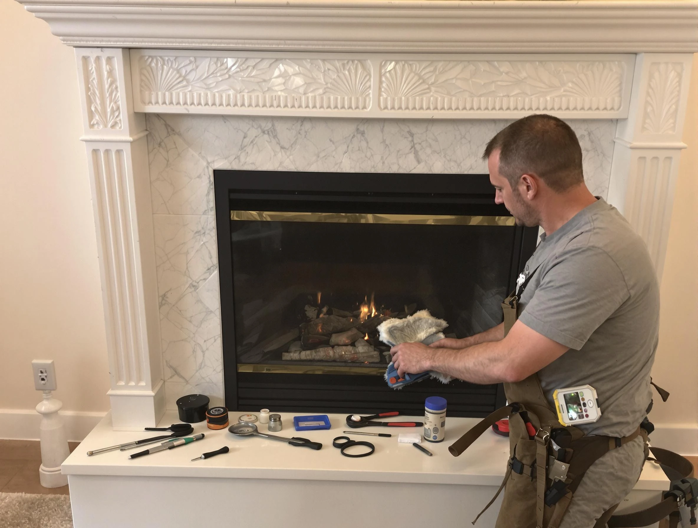 Riverton Chimney Sweep performing fireplace maintenance in Riverton, UT